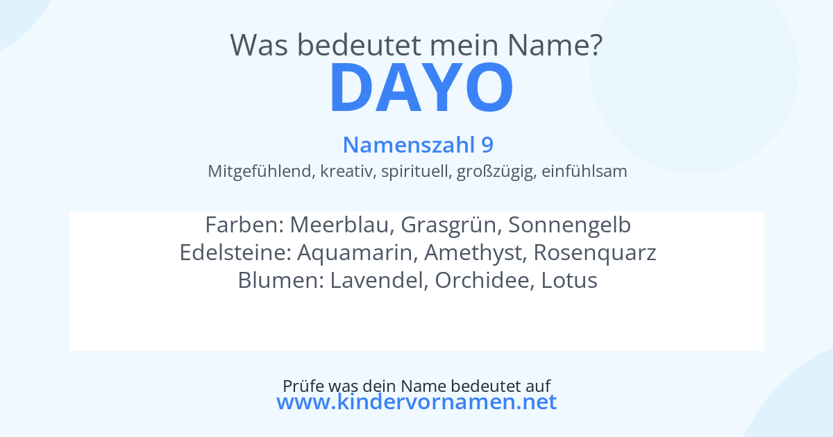 Was bedeutet der Name Dayo?