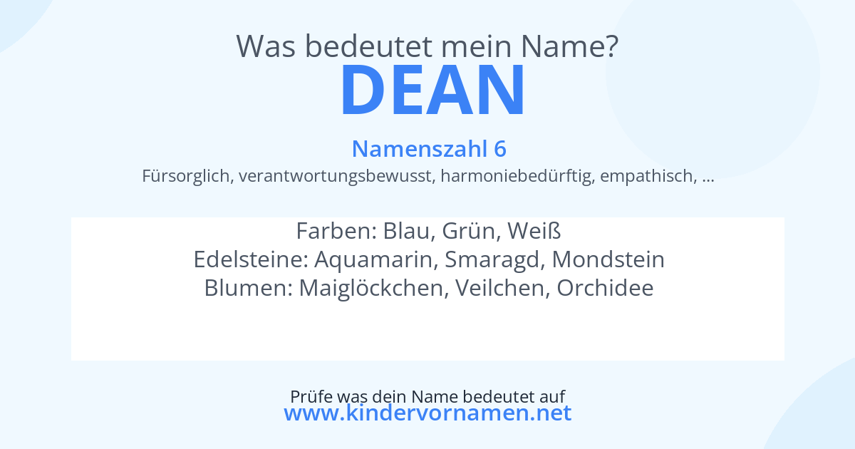 Was bedeutet der Name Dean?
