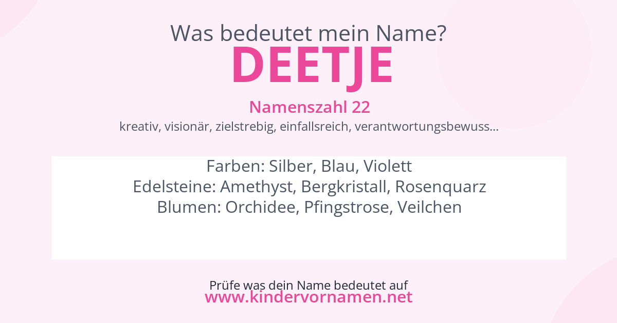 Was bedeutet der Name Deetje?