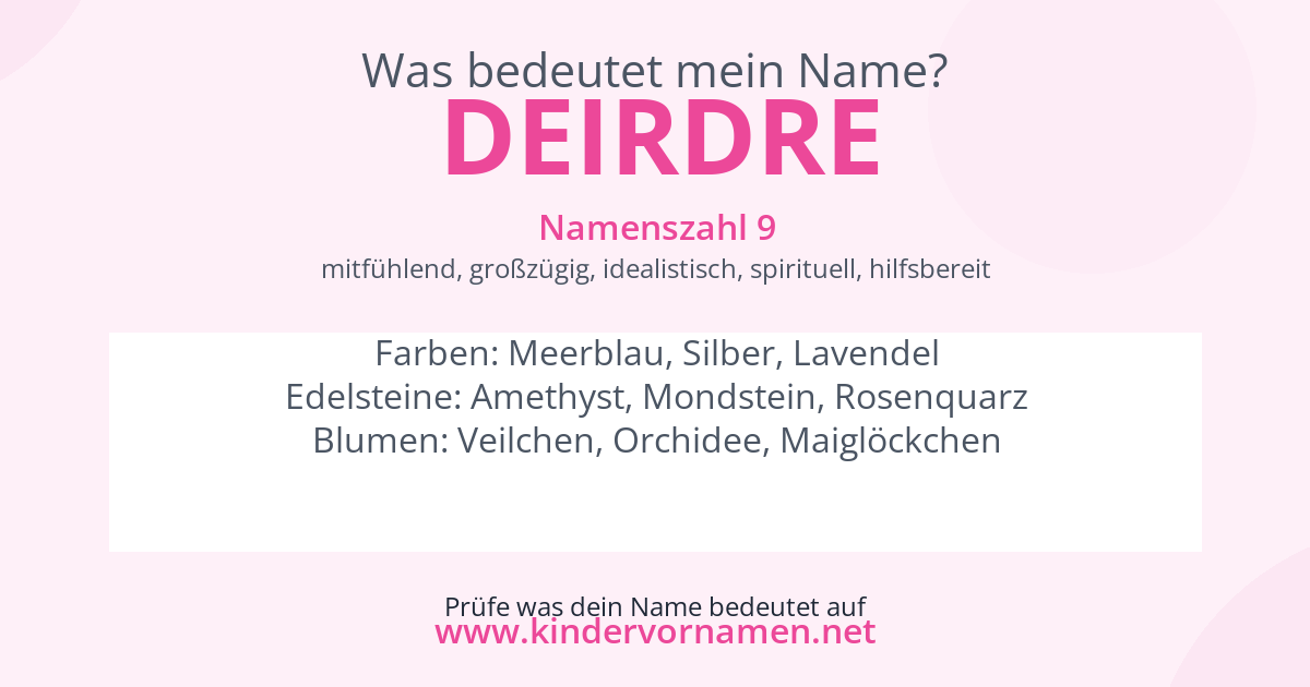 Was bedeutet der Name Deirdre?