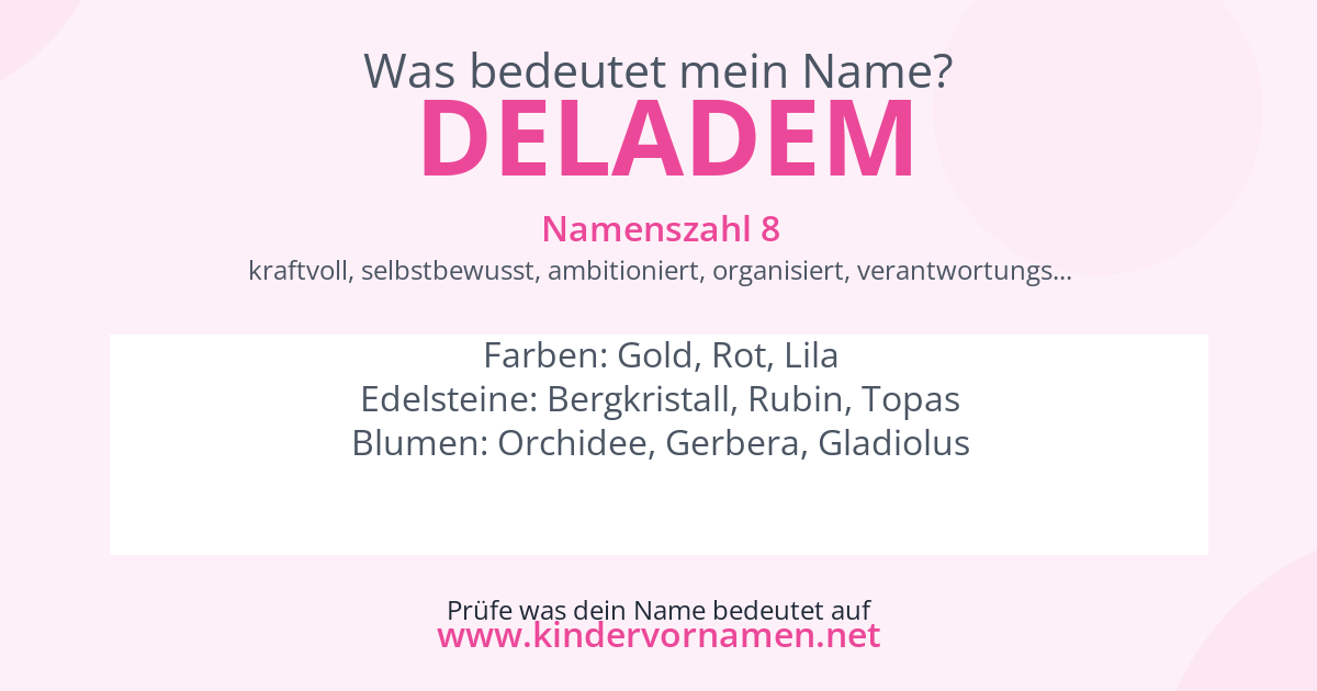 Was bedeutet der Name Deladem?