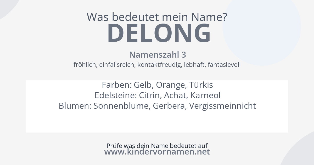 Was bedeutet der Name Delong?