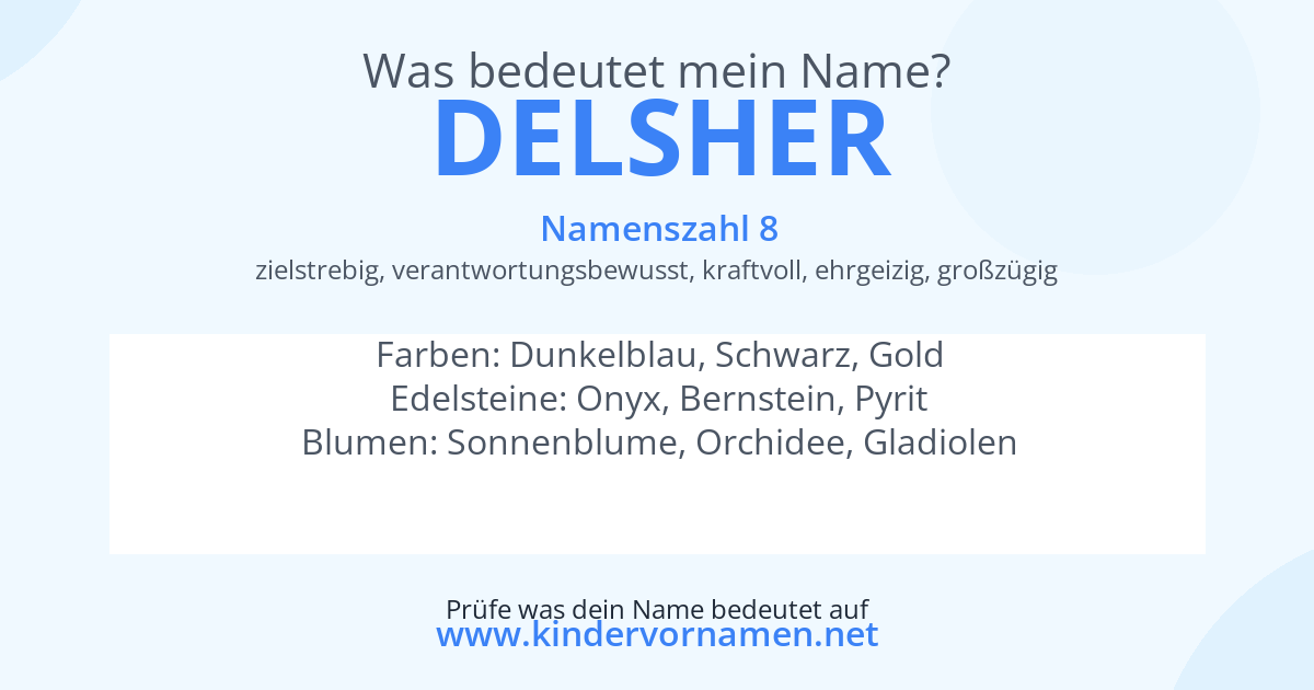 Was bedeutet der Name Delsher?