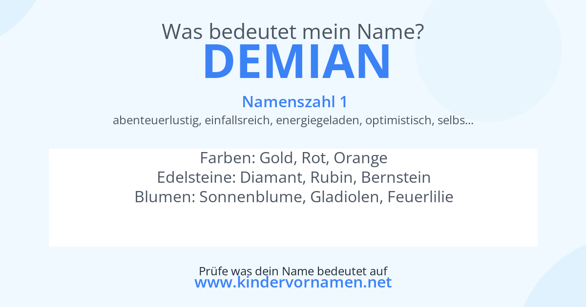 Was bedeutet der Name Demian?
