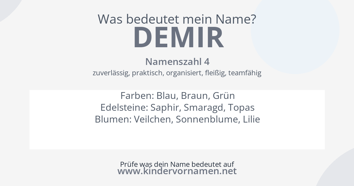 Was bedeutet der Name Demir?