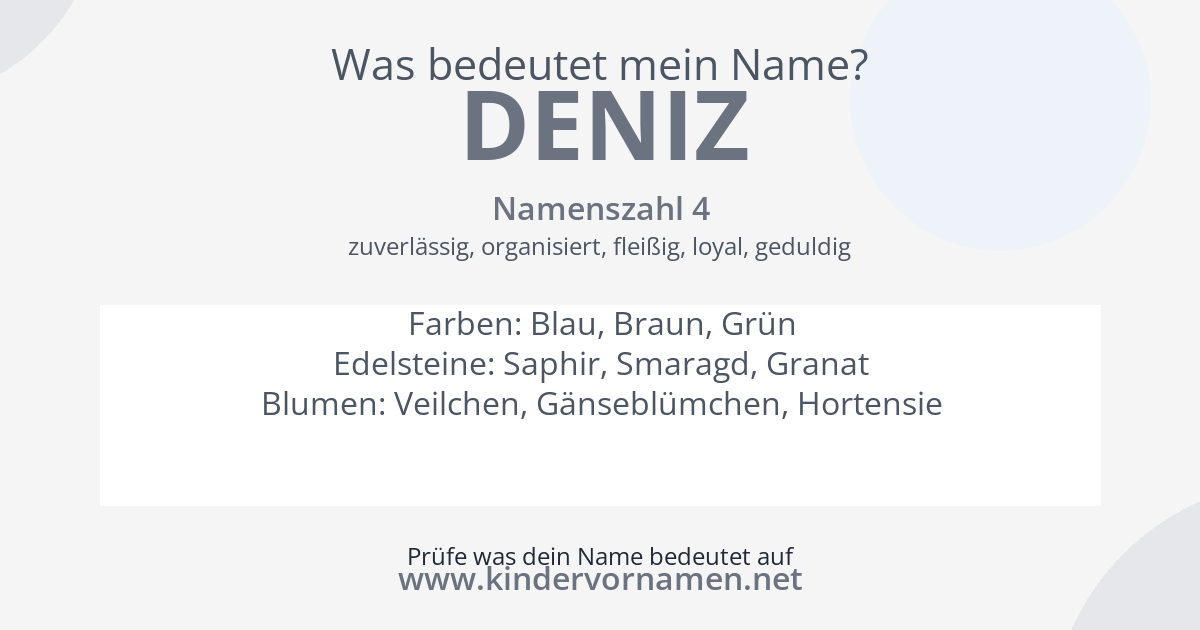 Was bedeutet der Name Deniz?