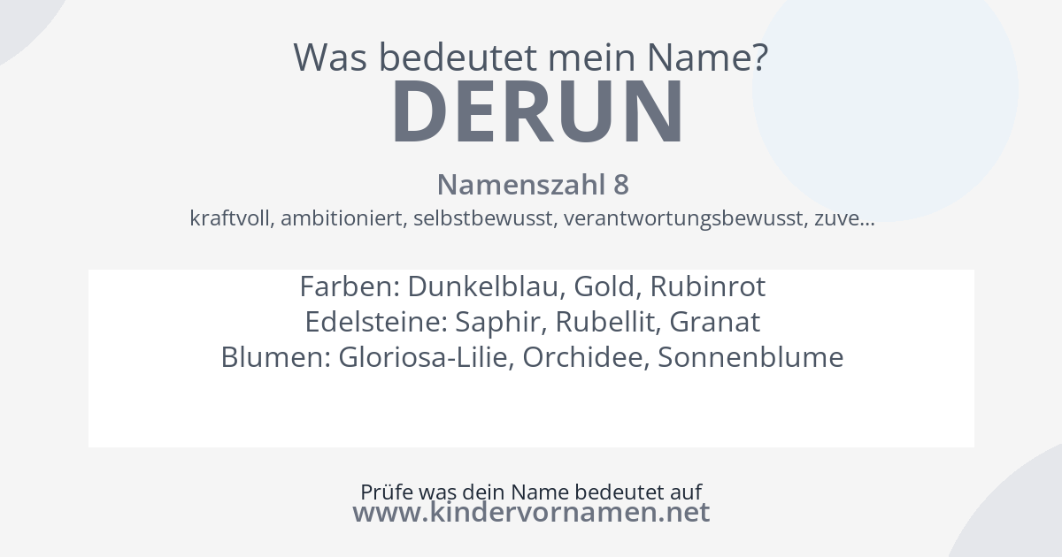 Was bedeutet der Name Derun?