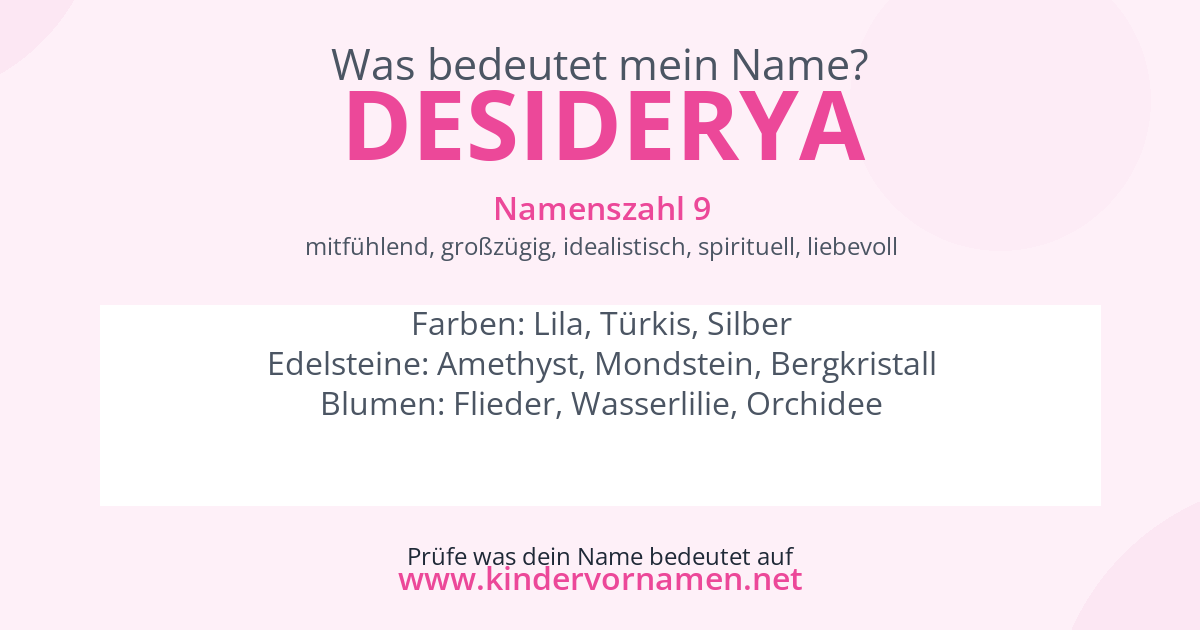 Was bedeutet der Name Desiderya?