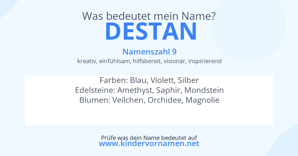 Was bedeutet der Name Destan?