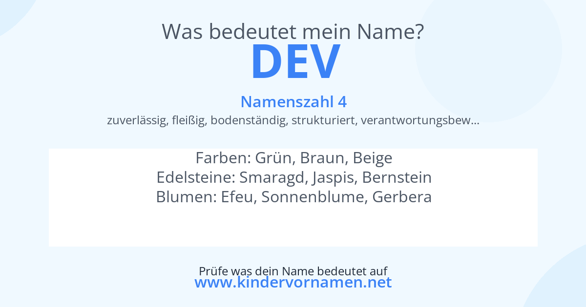 Was bedeutet der Name Dev?