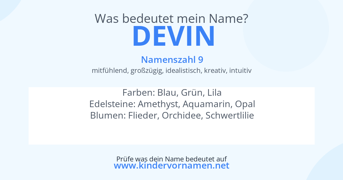 Was bedeutet der Name Devin?