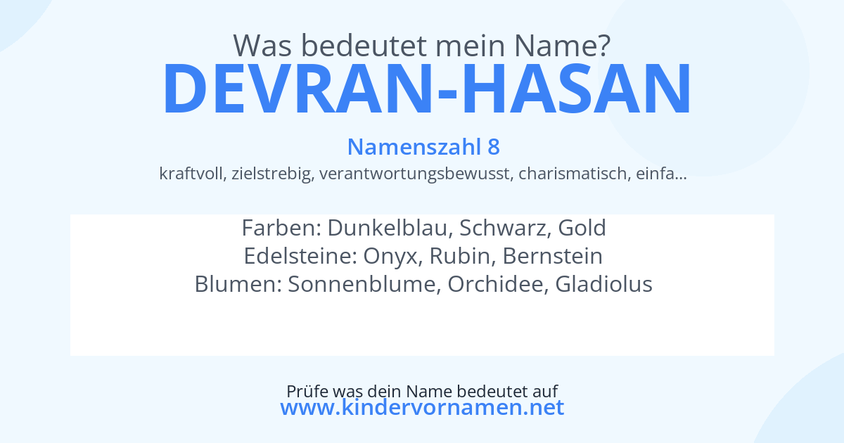 Was bedeutet der Name Devran-Hasan?