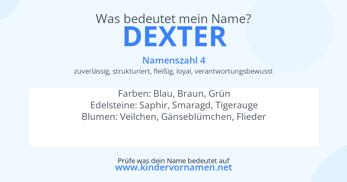 Was bedeutet der Name Dexter?
