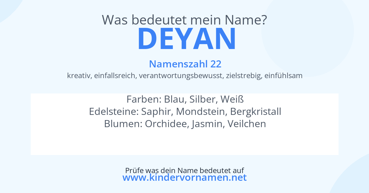 Was bedeutet der Name Deyan?