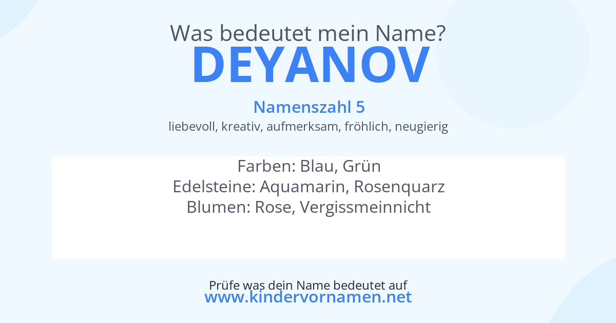 Was bedeutet der Name Deyanov?