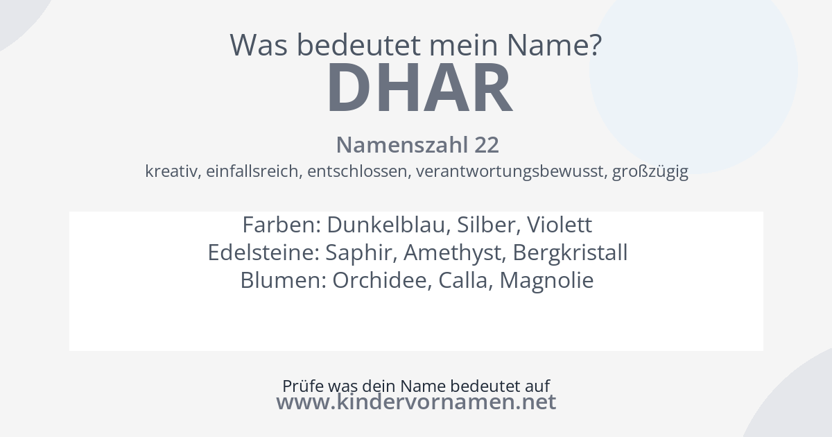 Was bedeutet der Name Dhar?