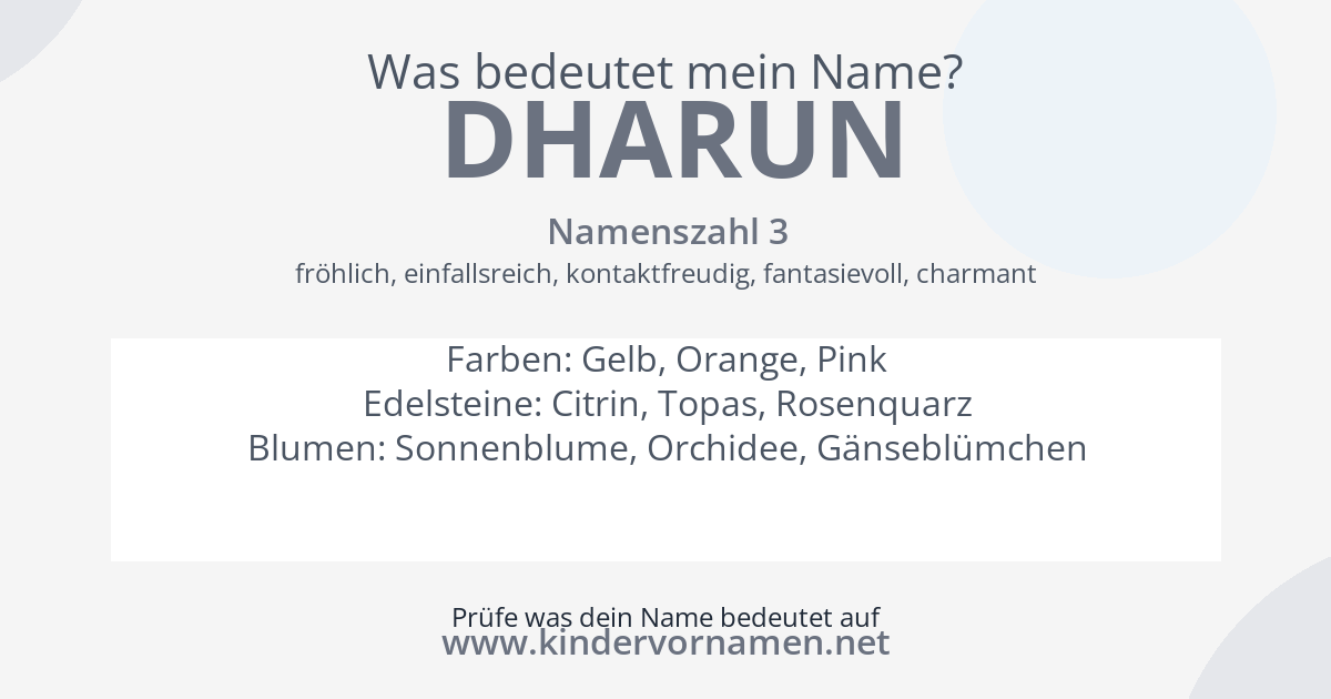 Was bedeutet der Name Dharun?