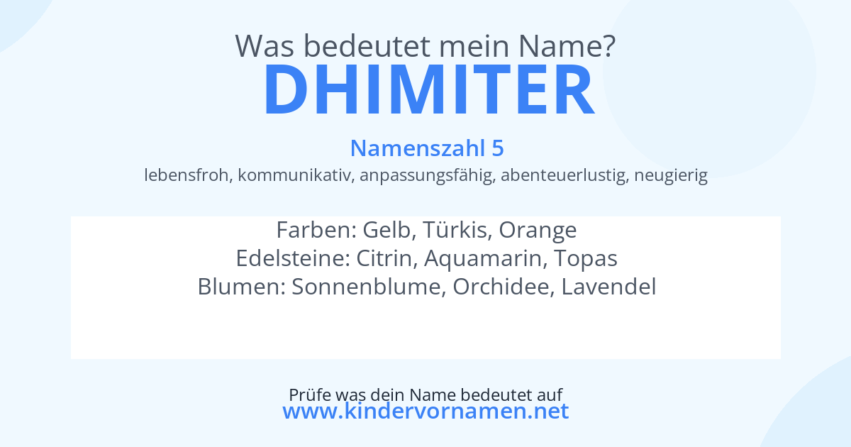 Was bedeutet der Name Dhimiter?
