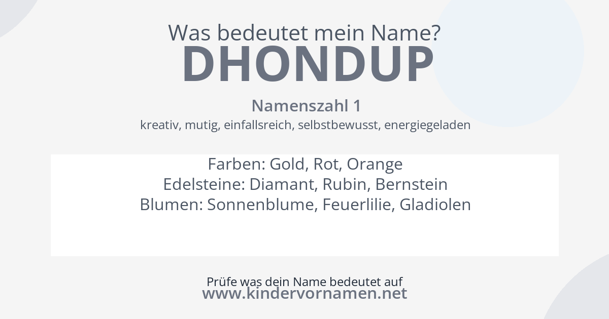 Was bedeutet der Name Dhondup?