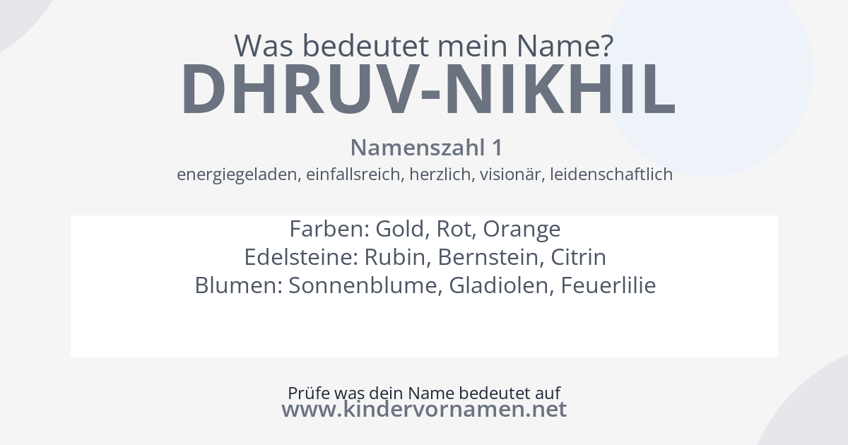 Was bedeutet der Name Dhruv-Nikhil?