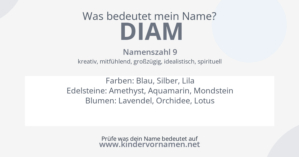 Was bedeutet der Name Diam?