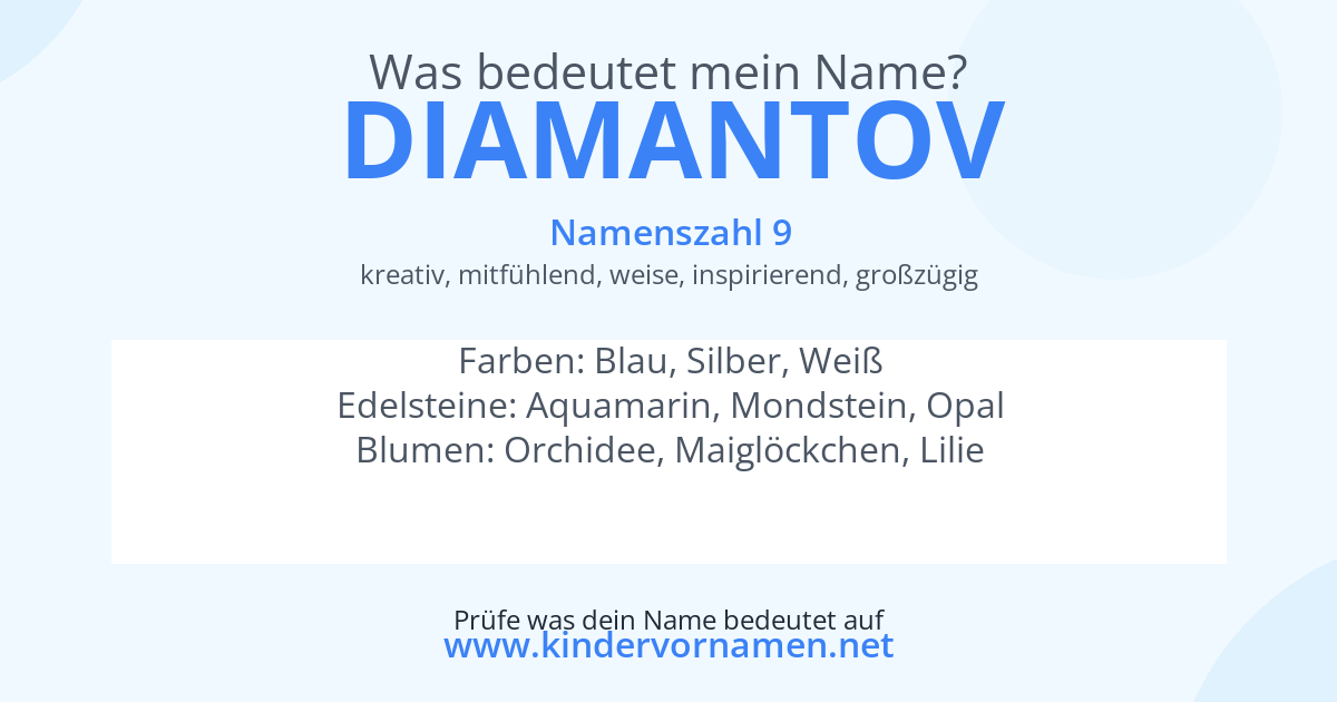 Was bedeutet der Name Diamantov?