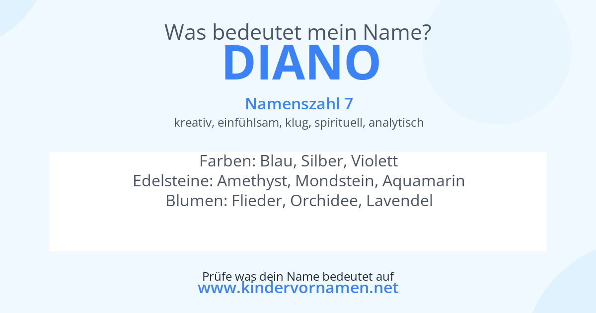 Was bedeutet der Name Diano?