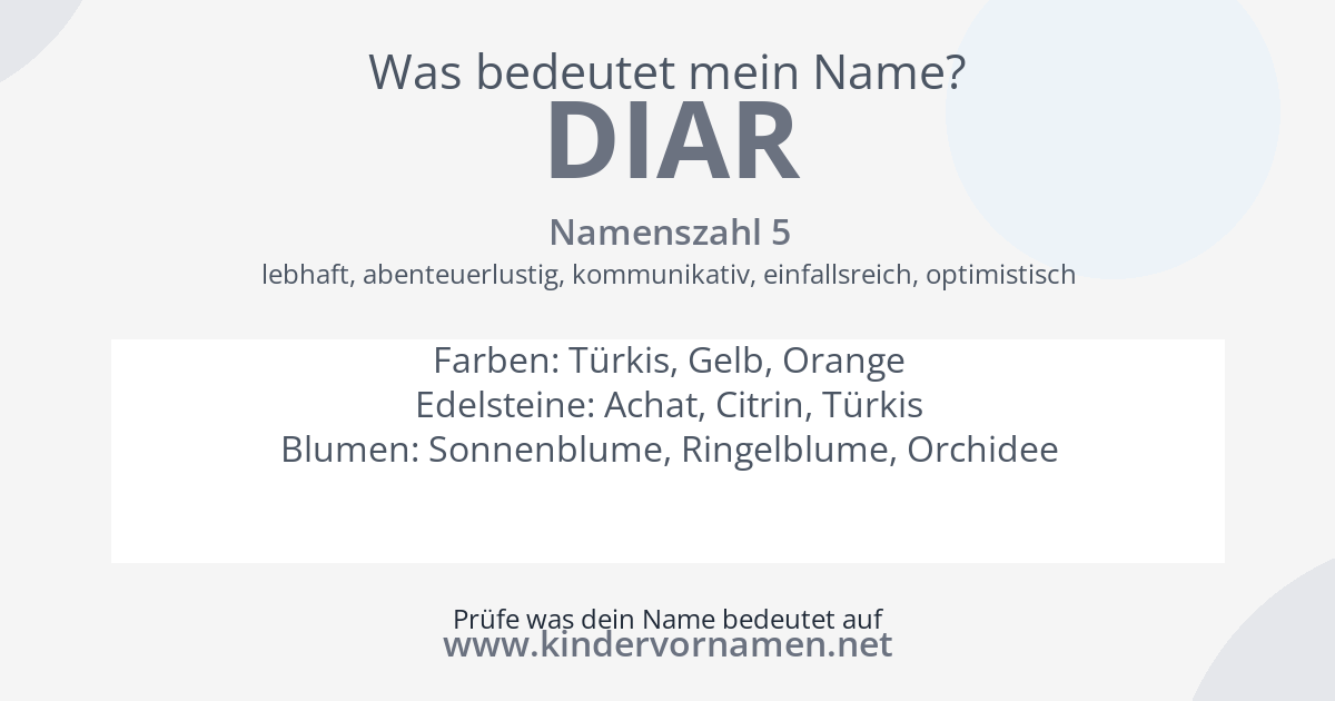 Was bedeutet der Name Diar?