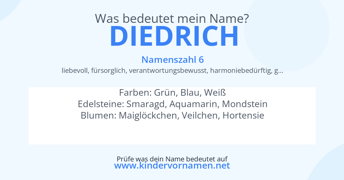 Was bedeutet der Name Diedrich?