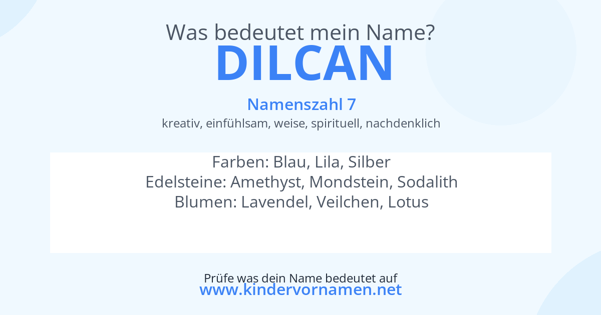 Was bedeutet der Name Dilcan?
