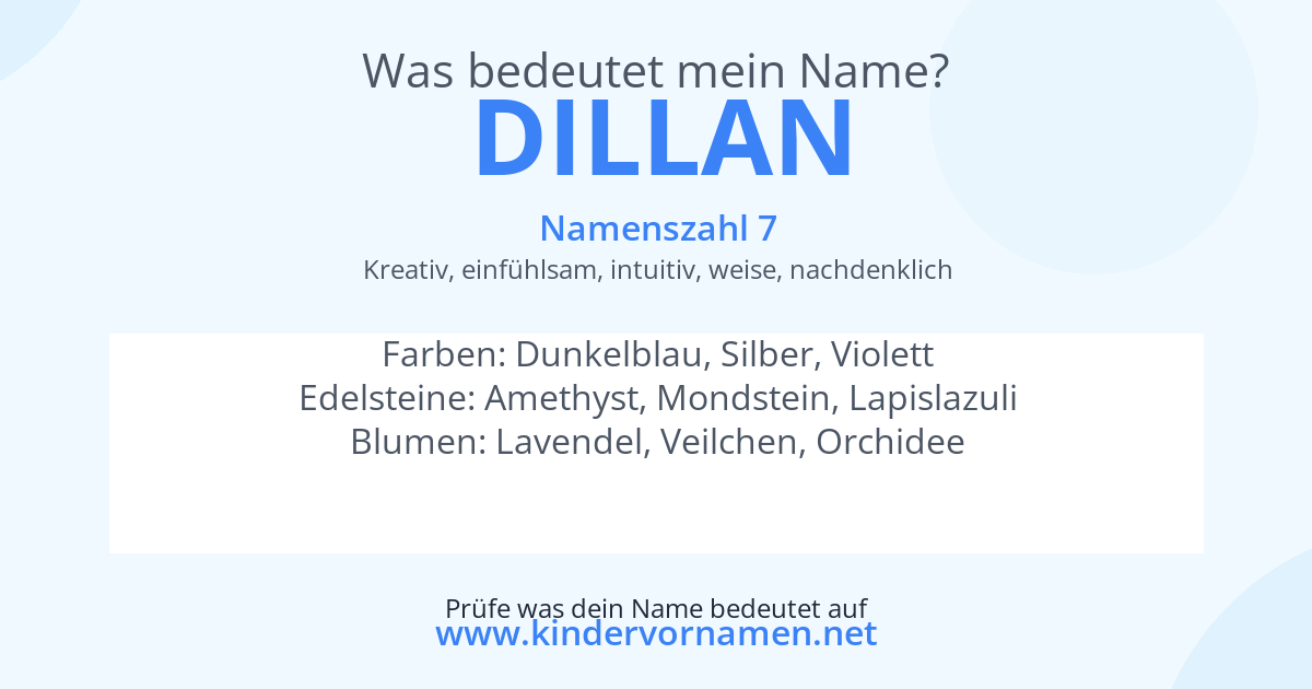 Was bedeutet der Name Dillan?