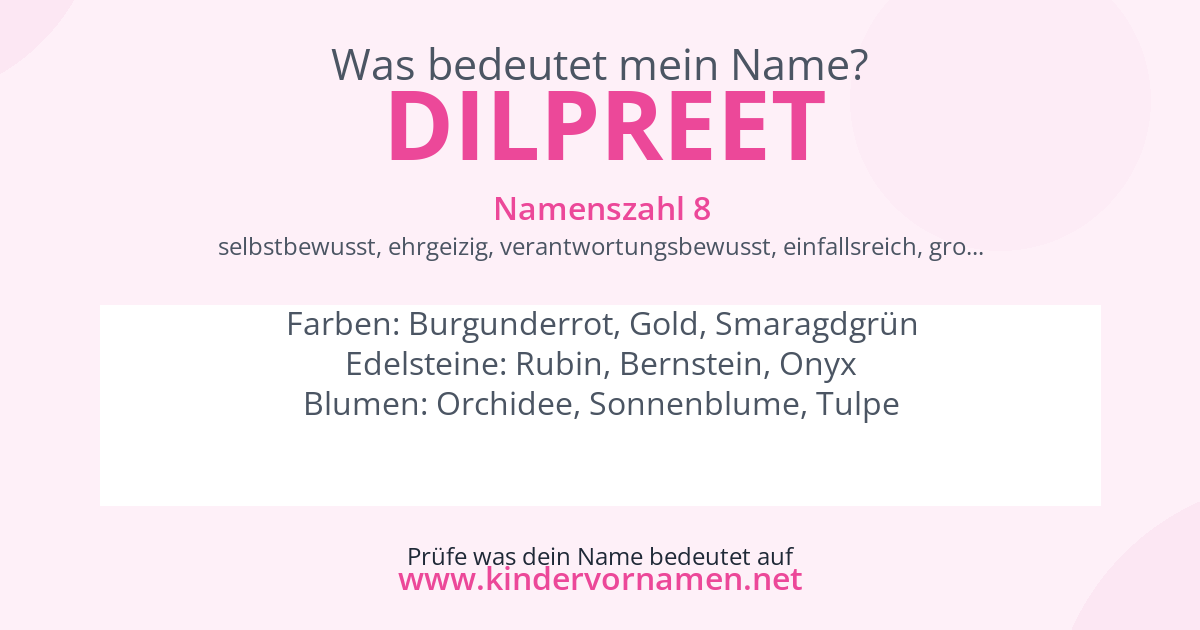 Was bedeutet der Name Dilpreet?