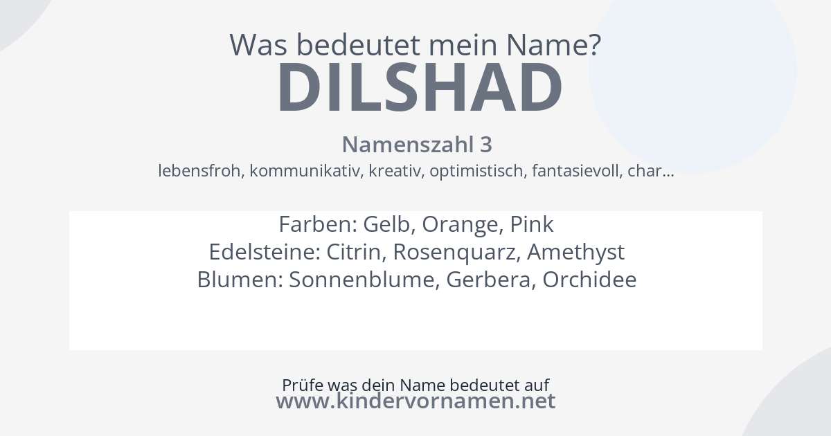 Was bedeutet der Name Dilshad?