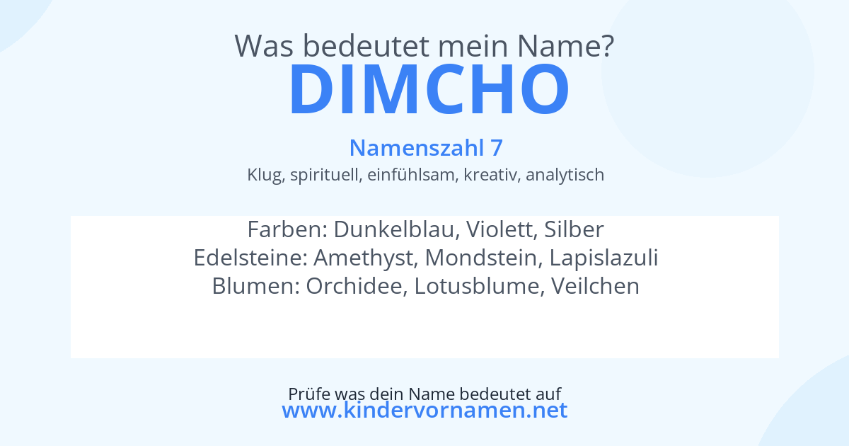 Was bedeutet der Name Dimcho?
