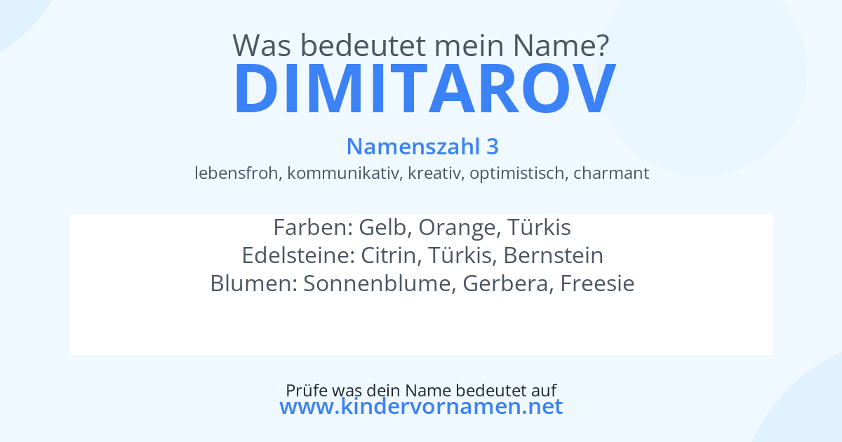 Was bedeutet der Name Dimitarov?