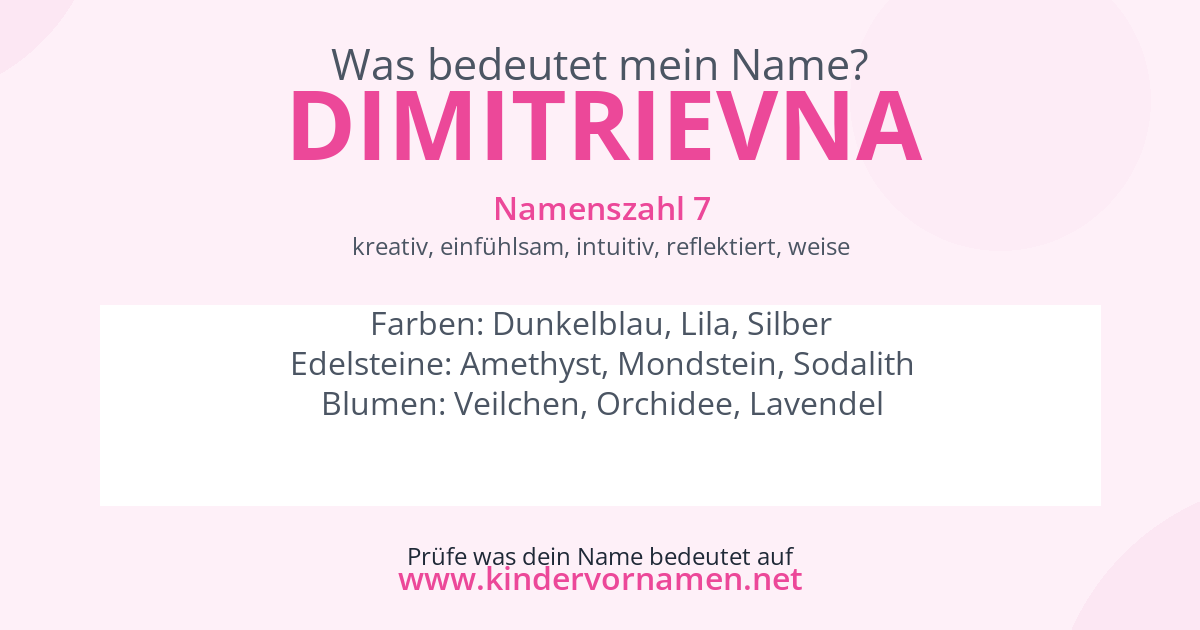 Was bedeutet der Name Dimitrievna?