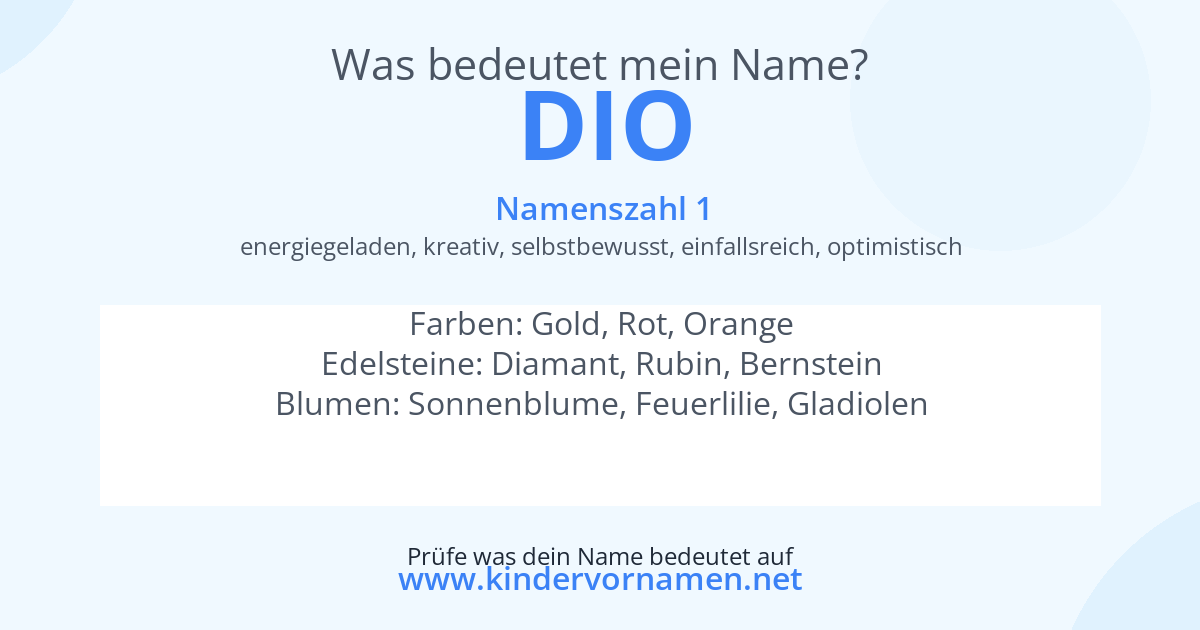 Was bedeutet der Name Dio?