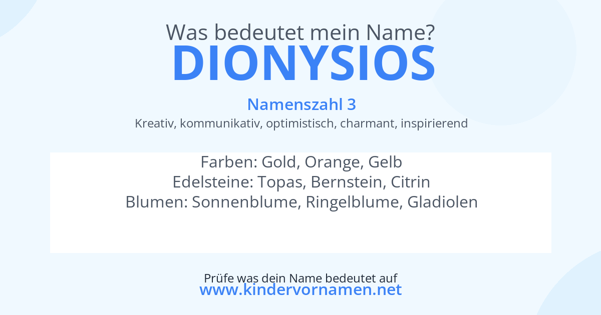 Was bedeutet der Name Dionysios?