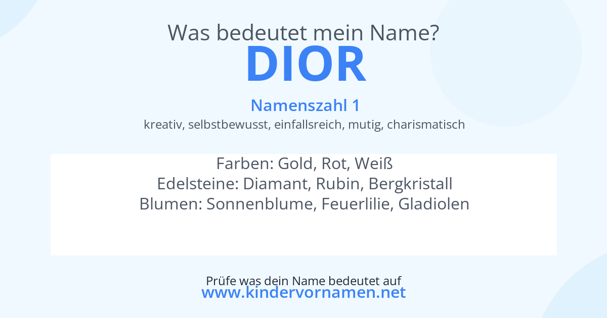 Was bedeutet der Name Dior?