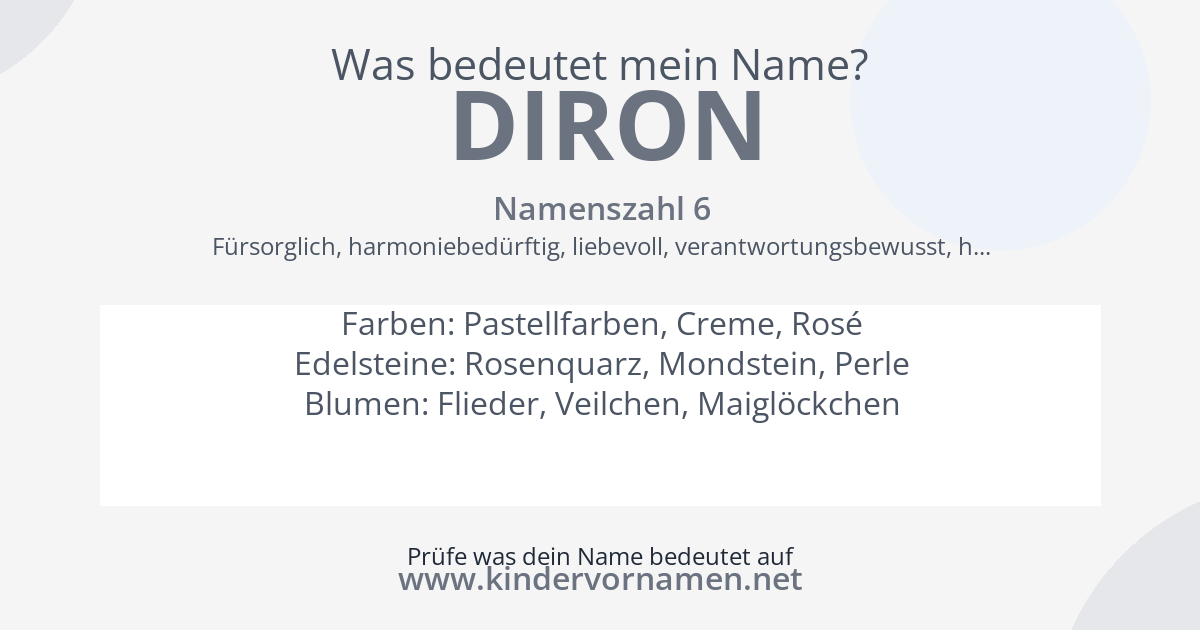 Was bedeutet der Name Diron?