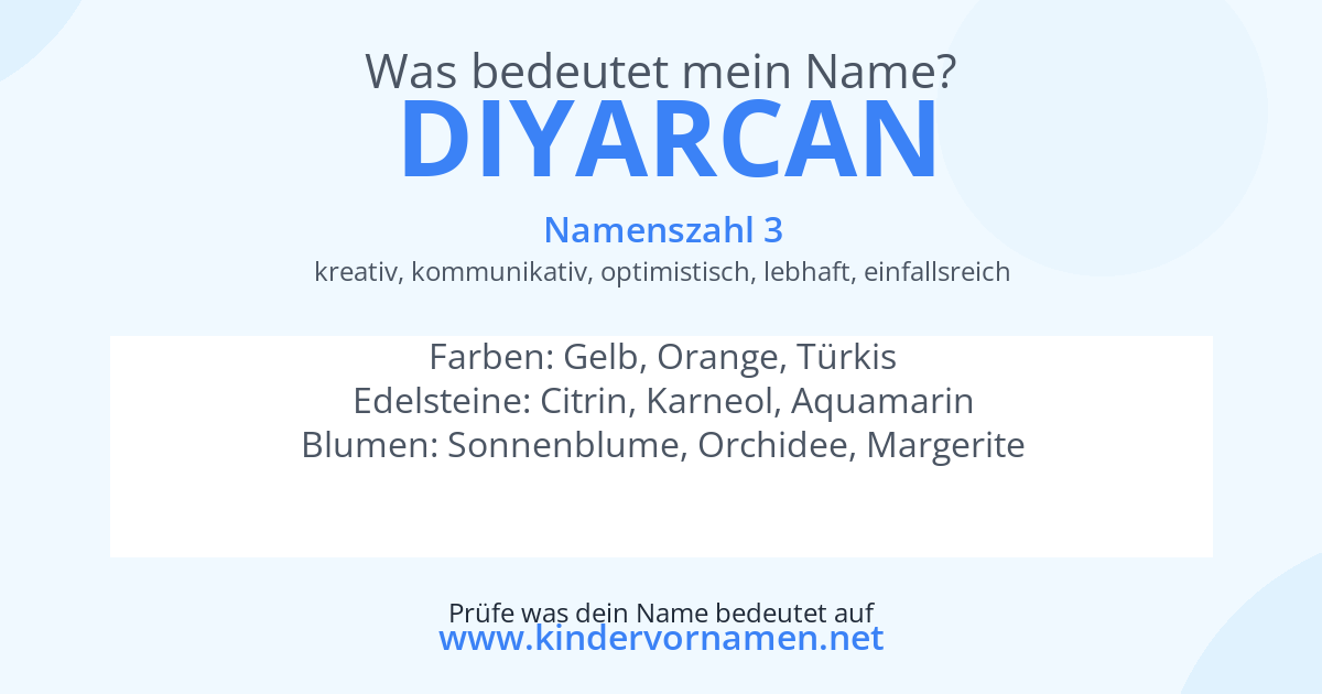 Was bedeutet der Name Diyarcan?