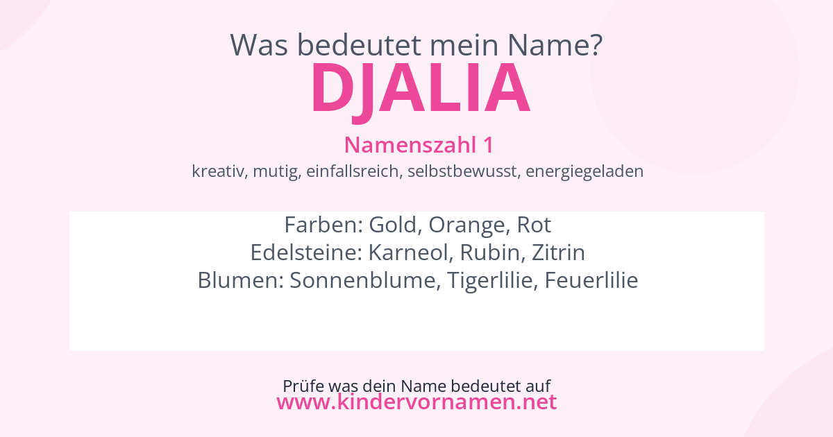 Was bedeutet der Name Djalia?