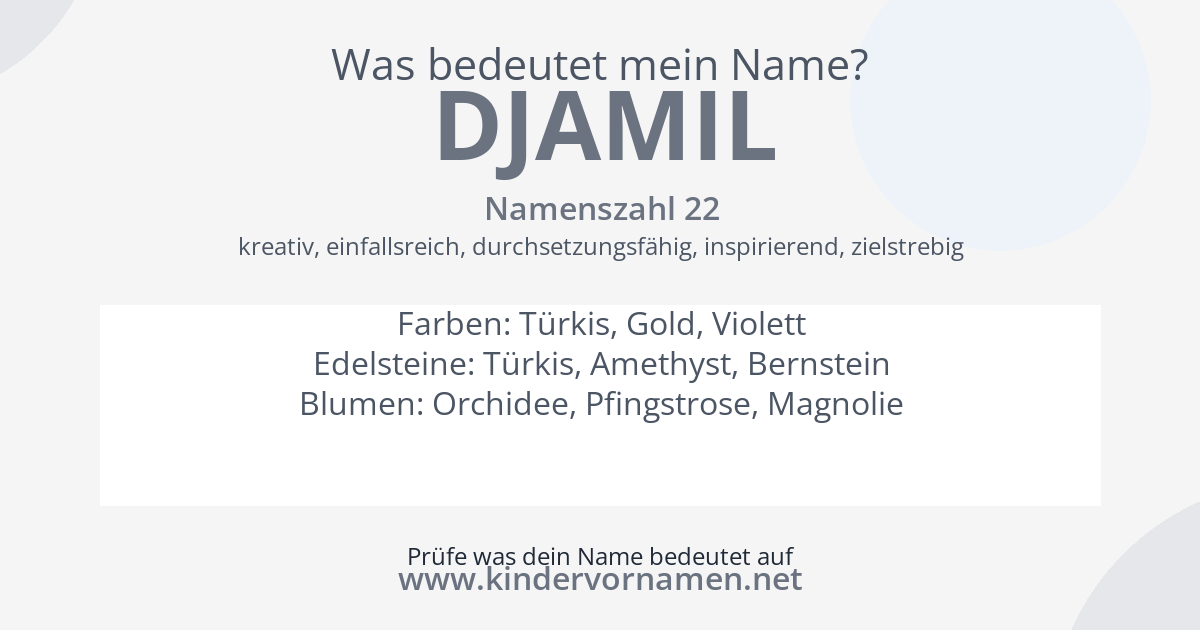 Was bedeutet der Name Djamil?