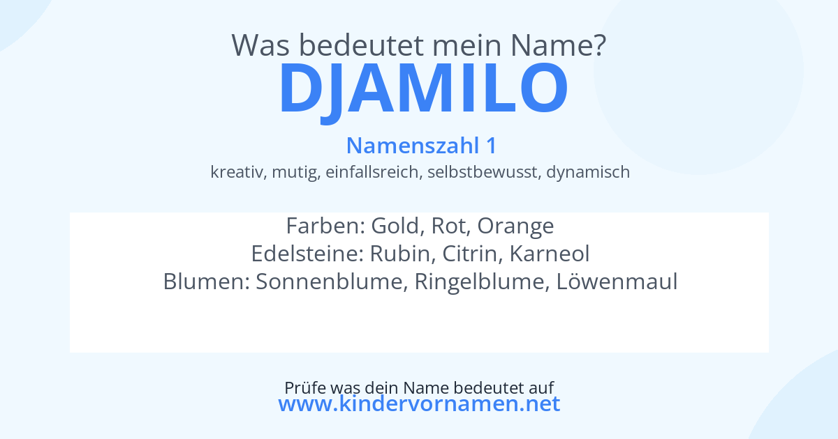 Was bedeutet der Name Djamilo?