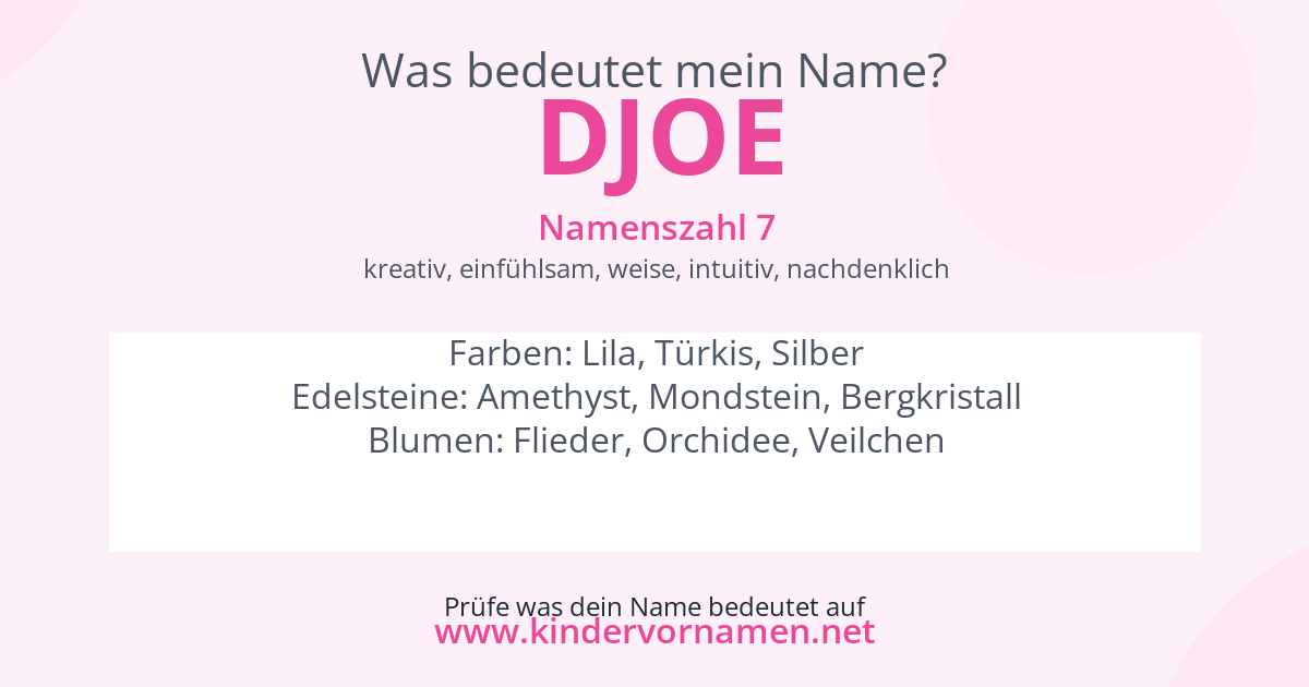 Was bedeutet der Name Djoe?