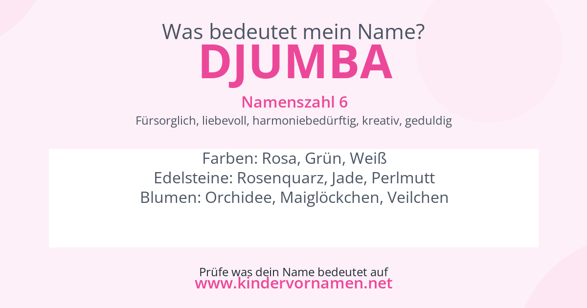 Was bedeutet der Name Djumba?