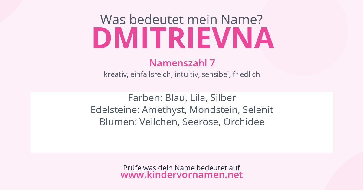 Was bedeutet der Name Dmitrievna?