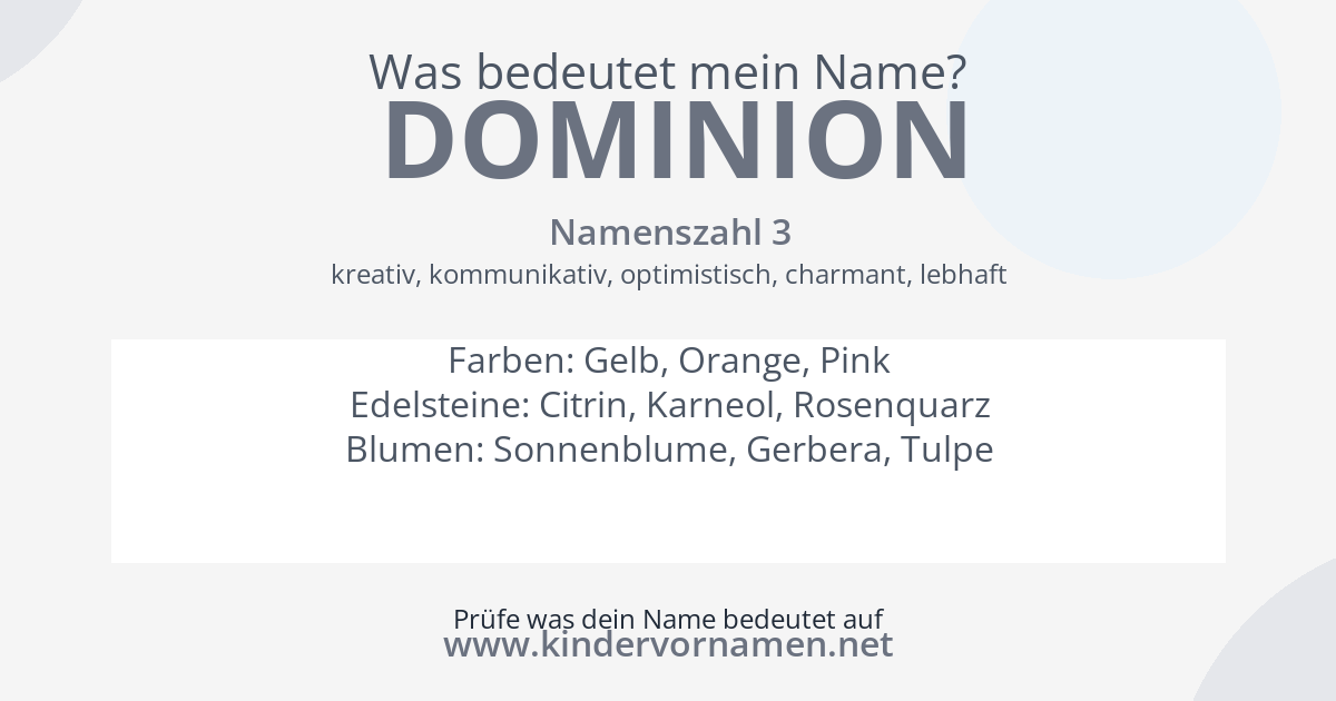 Was bedeutet der Name Dominion?