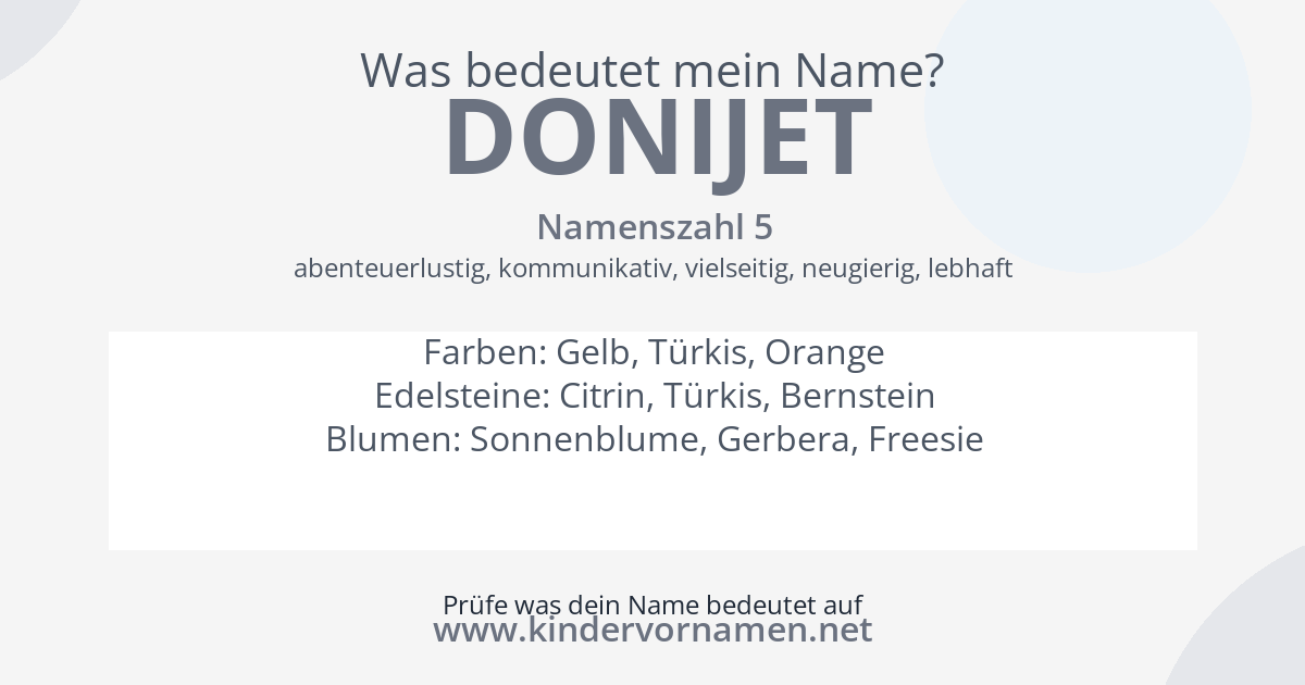 Was bedeutet der Name Donijet?