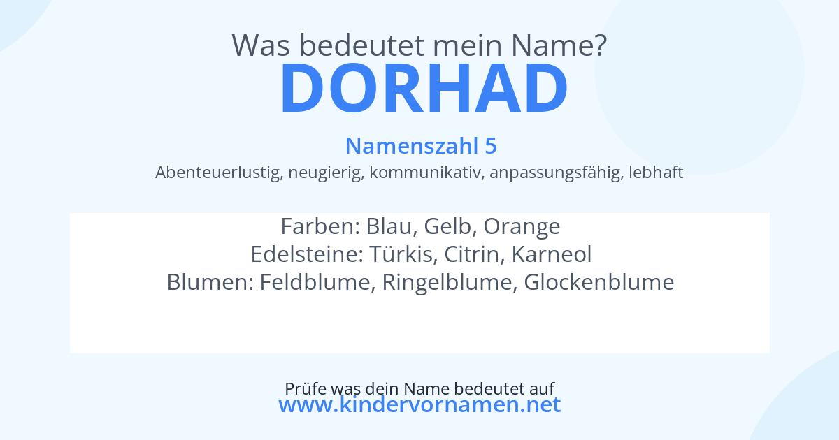 Was bedeutet der Name Dorhad?
